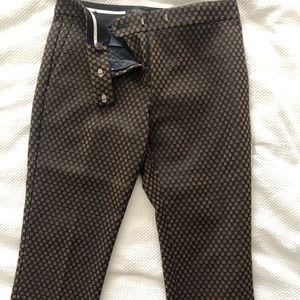 Ann Taylor Navy & Gold Pattern Pants Trousers